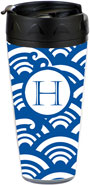Preppy Plates - Personalized 16 oz. Tumbler (Blue Waves Single Initial)