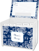 Boatman Geller Recipe Boxes with Cards - Chinoiserie Navy