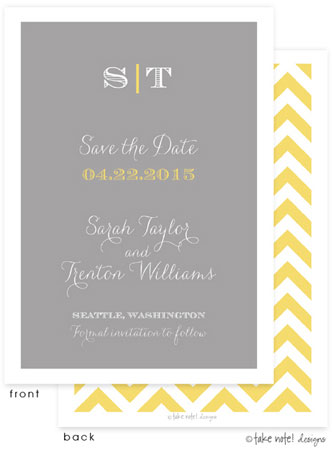 Take Note Designs Save The Date Cards - Classic Grey Simplicity