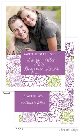 Take Note Designs Save The Date Cards - Floral Purple Tag