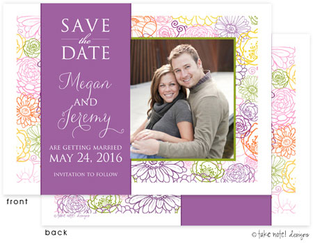Take Note Designs Save The Date Cards - Colorful Floral with Band