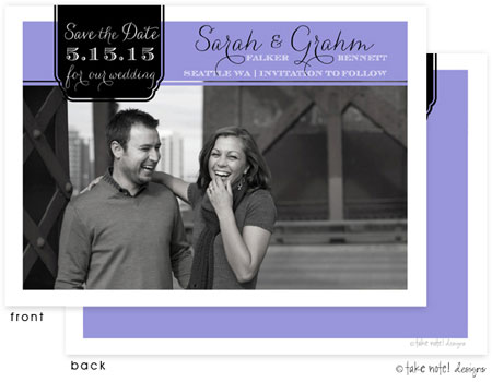 Take Note Designs Save The Date Cards - Elegant Tag on Purple