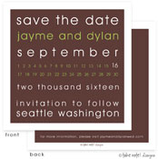 Take Note Designs Save The Date Cards - Modern Block Coffee and Lime