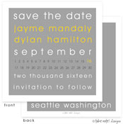 Take Note Designs Save The Date Cards - Modern Block Grey and Yellow
