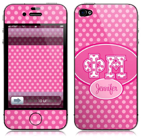 Covers (Skins) for cell phones, MP3 players, e-readers, laptops (Phi Mu - Applique Letters On Dots) (GOTGK-FM-01)
