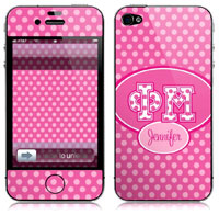 Covers (Skins) for cell phones, MP3 players, e-readers, laptops (Phi Mu - Applique Letters On Dots) (GOTGK-FM-01)