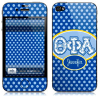 Covers (Skins) for cell phones, MP3 players, e-readers, laptops (Theta Phi Alpha - Applique Letters On Dots) (GOTGK-QFA-01)