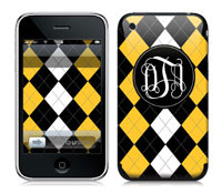 Covers (Skins) for cell phones, MP3 players, e-readers, laptops (Black And Yellow Deacon Argyle) (GOTSK-11531)