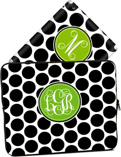 Cases for laptops & iPads - Black White Polka Dots ()