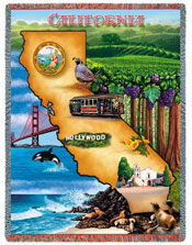 State Tapestry Throws - California