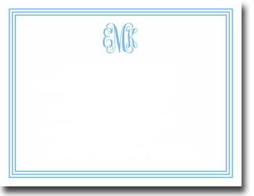 Boatman Geller Stationery - Grand Border Blue Flat Card (#20217)