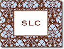 Boatman Geller Stationery - Blue & Brown Damask (#16328)