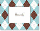 Boatman Geller Stationery - Argyle Teal Folded Note (#18366)