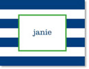 Boatman Geller Stationery - Awning Stripe Navy Folded Note (#383P03A09)