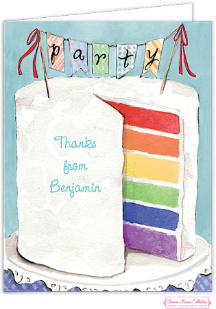 Personalized Stationery/Thank You Notes by Bonnie Marcus - Colorful Party Cake