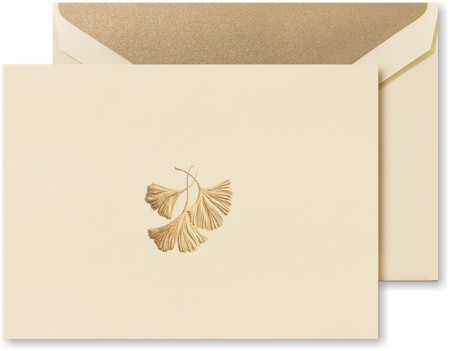 Boxed Stationery Sets by Crane - Hand Engraved Ginkgo Leaf Note