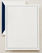 Boxed Stationery Sets by Crane - Pearl White Navy Triple Hairline Half Sheet