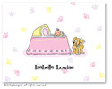 Dinky Designs Foldover Notes - Girl and puppy bassinet