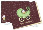 Dinky Designs Foldover Notes - Sweet Pea Buggy - Chocolate (NC-812S)
