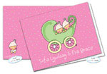 Dinky Designs Foldover Notes - Sweet Pea Buggy - Twins Girl/Girl (NC-864S)
