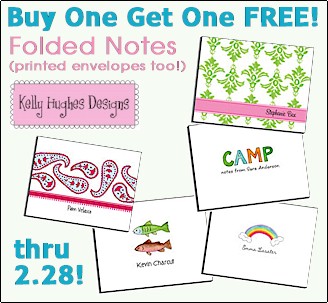 Buy One Get One FREE!  Folded Notes by Kelly Hughes Designs