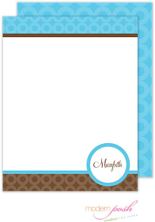 Personalized Stationery/Thank You Notes by Modern Posh - Blue Bubble Posh - Blue & Brown