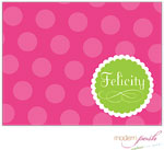 Personalized Stationery/Thank You Notes by Modern Posh - Pink Dot Posh - Pink & Green