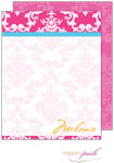 Personalized Stationery/Thank You Notes by Modern Posh - Pink Damask Posh - Pink & Blue