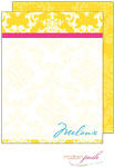Personalized Stationery/Thank You Notes by Modern Posh - Yellow Damask Posh - Yellow & Pink