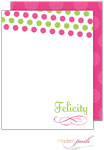 Personalized Stationery/Thank You Notes by Modern Posh - Pink Dot Posh - Pink & Green