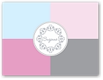Noteworthy - Faux Stamp Imprintables (Pink on Gray Blocks Folded Note) (FN2709)