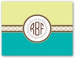 Noteworthy - Faux Stamp Imprintables (Chartreuse/Aqua Medallions Folded Note) (FN2714)