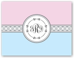Noteworthy - Faux Stamp Imprintables (Baby Pink/Blue Medallions Folded Note) (FN2717)