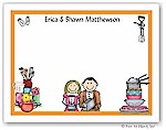 Pen At Hand Stick Figures Flat Cards - Wed Shower - Gadgets Couple