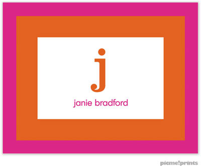 Stationery/Thank You Notes by PicMe Prints - Bold Bands Hot Pink/Tangerine (Folded)