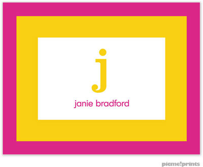 Stationery/Thank You Notes by PicMe Prints - Bold Bands Hot Pink/Sunshine (Folded)