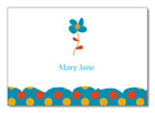 Polka Dot Pear Design - Notecards (Blue Flower) (1258a)