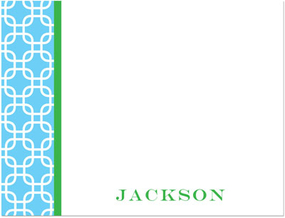 Prints Charming Note Cards/Stationery - Aqua & Green Stylish Chain (Flat) (SN1247)