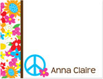 Note Cards/Stationery by Prints Charming - Multi Color Floral Peace Sign (Flat)