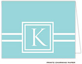 Note Cards/Stationery by Prints Charming - Simply Classic Aqua Initial Note (Folded)