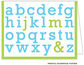 Note Cards/Stationery by Prints Charming - Blue Alphabet Initials Note (Folded)