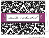 Note Cards/Stationery by Prints Charming - Damask Black and Plum Note (Folded)