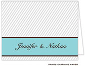 Note Cards/Stationery by Prints Charming - Aqua and Gray Stripe Note (Folded)