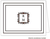 Note Cards/Stationery by Prints Charming - Decorative Brown Initials Note (Folded)