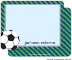 Note Cards/Stationery by Prints Charming - Green Stripe Soccer (Flat)