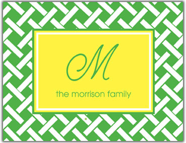 Prints Charming Folded Note Cards - Green Lattice (N9065)