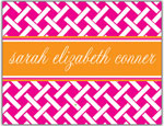 Prints Charming Folded Note Cards - Bright Pink Lattice (N9060)