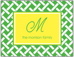 Prints Charming Folded Note Cards - Green Lattice (N9065)