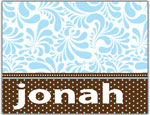 Prints Charming Folded Note Cards - Blue Floral Name (N9068)