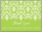 Prints Charming Folded Note Cards - Green Damask (N9106)